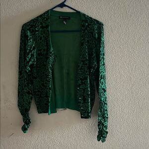 INC International Concepts Green Patterned Cardigan